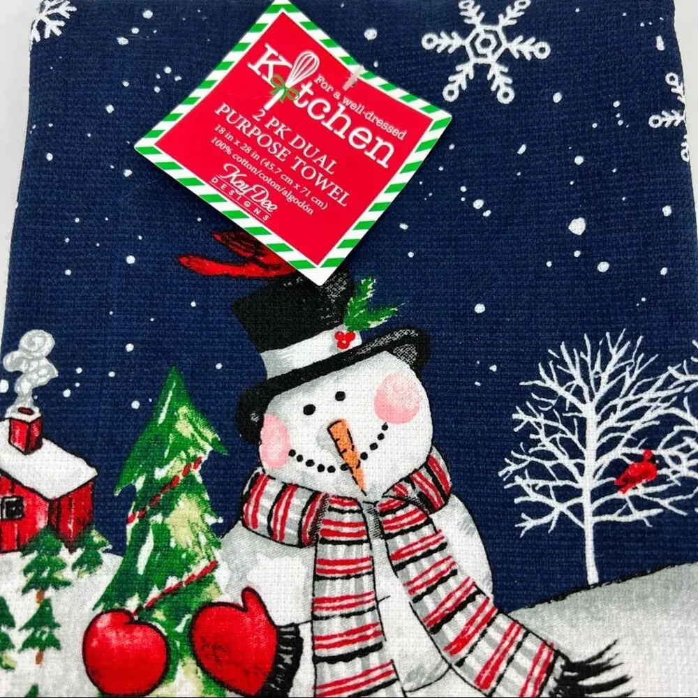 Snowman Dish Towels - Set of Two - NWT
